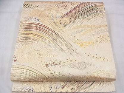 平和屋着物■六通柄袋帯 唐織 波濤文 金糸 逸品 BAAF3687fk