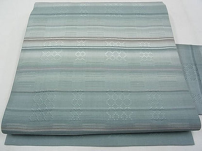 期間限定セール30％off■希少 沖縄県最高級織物 夏物 首里花倉織 首里織 花織・絽織・紗織 九寸名古屋帯 横段文 銀糸 CYAA0239s4