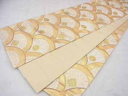 平和屋着物■六通柄袋帯　唐織　宝相華青海波　金糸　逸品　BAAF3701fk