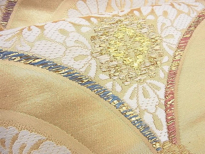 平和屋着物■六通柄袋帯　唐織　宝相華青海波　金糸　逸品　BAAF3701fk