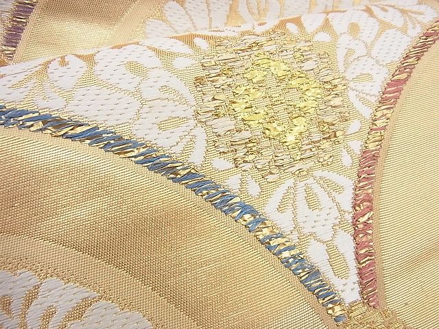 平和屋着物■六通柄袋帯　唐織　宝相華青海波　金糸　逸品　BAAF3701fk