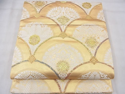 平和屋着物■六通柄袋帯　唐織　宝相華青海波　金糸　逸品　BAAF3701fk