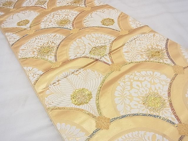 平和屋着物■六通柄袋帯　唐織　宝相華青海波　金糸　逸品　BAAF3701fk
