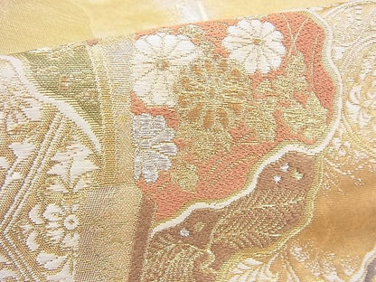 平和屋着物■六通柄袋帯　唐織　道長扇間道　金糸　逸品　BAAF3703fk