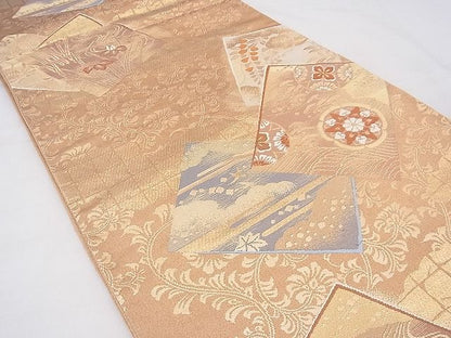 平和屋着物◎六通柄袋帯 唐織 有職冊子吉祥文 金糸 逸品 BAAF3727fk