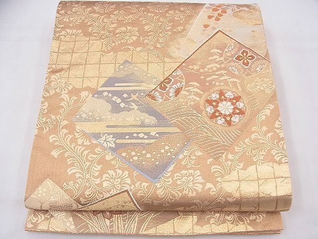 平和屋着物◎六通柄袋帯 唐織 有職冊子吉祥文 金糸 逸品 BAAF3727fk