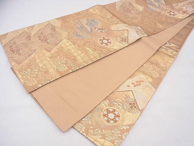 平和屋着物◎六通柄袋帯 唐織 有職冊子吉祥文 金糸 逸品 BAAF3727fk
