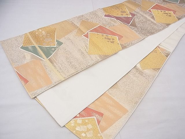 平和屋着物◎六通柄袋帯 色紙箔散らし文様 金糸 逸品 BAAF3749fk