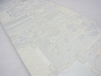 平和屋着物◎六通柄袋帯 唐織 違い棚秋草文 銀糸 逸品 BAAF3780fk