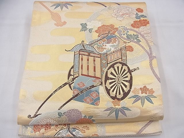 平和屋着物◎六通柄袋帯 唐織 花鏡彩車文 逸品 BAAF3790fk