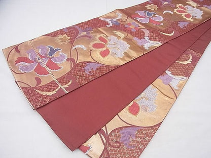 平和屋着物◎六通柄袋帯 唐織 菱華唐草文 金糸 逸品 BAAF3813fk