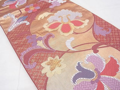 平和屋着物◎六通柄袋帯 唐織 菱華唐草文 金糸 逸品 BAAF3813fk