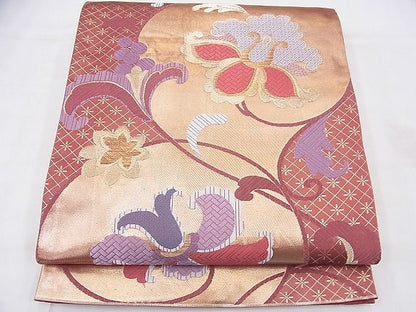 平和屋着物◎六通柄袋帯 唐織 菱華唐草文 金糸 逸品 BAAF3813fk