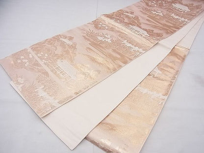 平和屋着物◎六通柄袋帯 唐織 京名所 桂離宮 金糸 逸品 BAAF3826fk