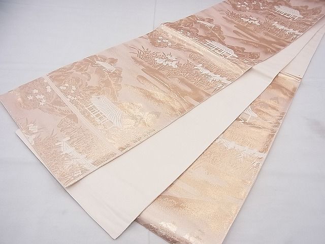 平和屋着物◎六通柄袋帯 唐織 京名所 桂離宮 金糸 逸品 BAAF3826fk