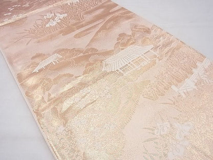平和屋着物◎六通柄袋帯 唐織 京名所 桂離宮 金糸 逸品 BAAF3826fk