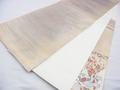 平和屋着物◎太鼓柄袋帯 唐織 御所車花文 金糸 逸品 BAAF9217du