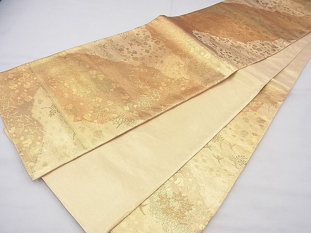 平和屋着物◎佐賀錦 六通柄袋帯 道長花鳥文 金糸 逸品 BAAF3839fk