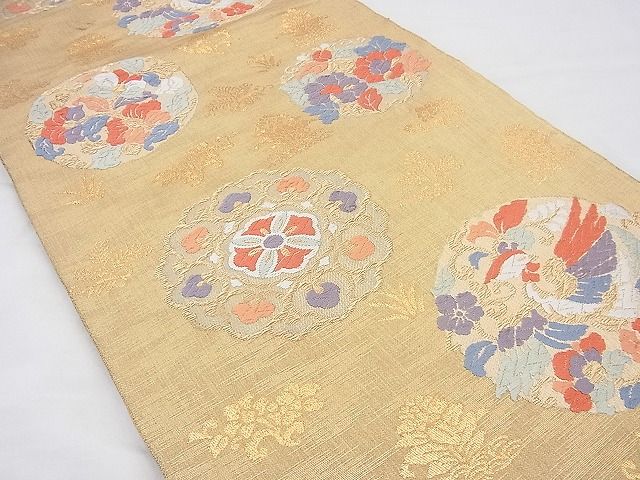 平和屋着物◎六通柄袋帯 唐織 光悦古代錦 金糸 逸品 BAAF3841fk