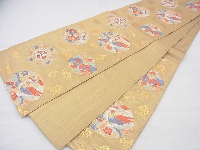 平和屋着物◎六通柄袋帯 唐織 光悦古代錦 金糸 逸品 BAAF3841fk