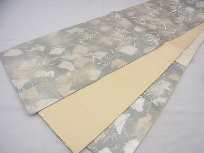 平和屋着物◎六通柄袋帯 鹿 銀糸 逸品 BAAF3852fk