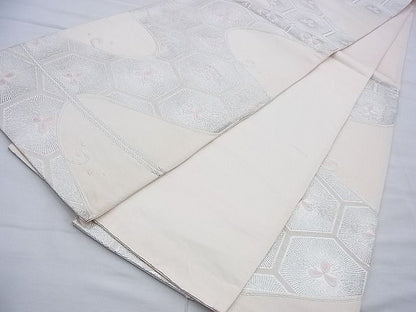 平和屋着物◎六通柄袋帯 唐織 流水花亀甲文 銀糸 逸品 BAAF9238du