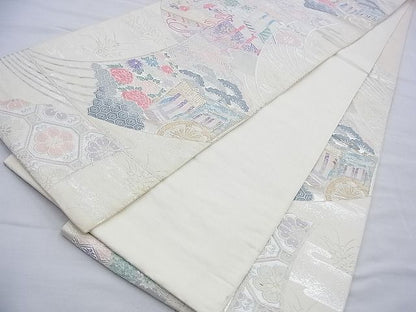平和屋着物◎六通柄袋帯 唐織 扇面花文 金銀糸 逸品 BAAF9239du