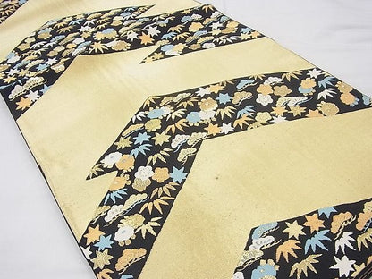 平和屋着物◎全通柄京袋帯 松皮菱花文 金糸 逸品 BAAF3862fk