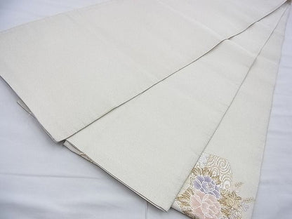 平和屋着物◎太鼓柄袋帯 扇面花文 金銀糸 逸品 BAAF9244du