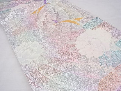 平和屋着物◎六通柄袋帯 唐織 花鳥文 金銀糸 逸品 BAAF3866fk