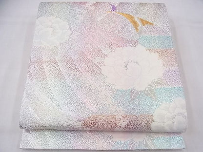 平和屋着物◎六通柄袋帯 唐織 花鳥文 金銀糸 逸品 BAAF3866fk