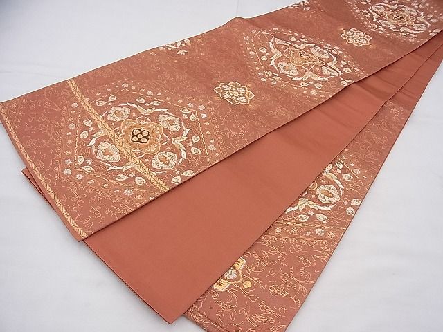 平和屋着物◎六通柄袋帯 唐織 天平鏡裏文錦 金銀糸 逸品 BAAF3868fk