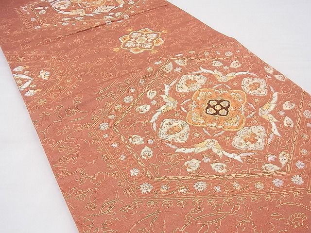 平和屋着物◎六通柄袋帯 唐織 天平鏡裏文錦 金銀糸 逸品 BAAF3868fk