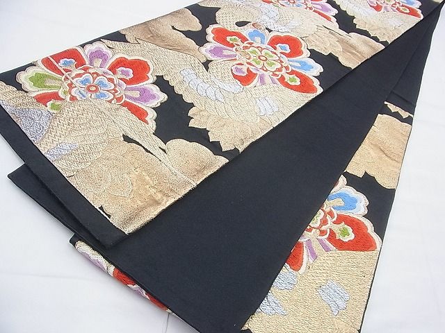 平和屋着物◎六通柄袋帯 唐織 飛鶴花文 金銀糸 逸品 BAAF9250du