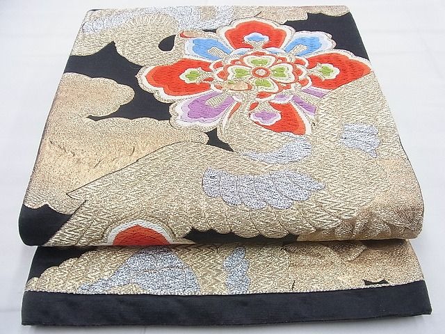 平和屋着物◎六通柄袋帯 唐織 飛鶴花文 金銀糸 逸品 BAAF9250du