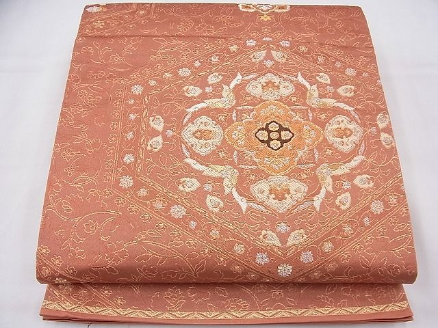 平和屋着物◎六通柄袋帯 唐織 天平鏡裏文錦 金銀糸 逸品 BAAF3868fk