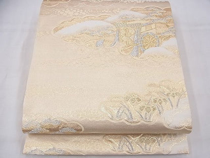 平和屋着物◎六通柄袋帯 唐織 雲取り風景文 金銀糸 逸品 BAAF3870fk