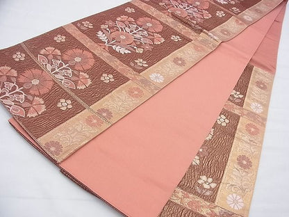 平和屋着物◎六通柄袋帯 草花文 金糸 逸品 BAAF9253du