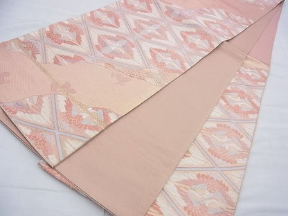 平和屋着物◎六通柄袋帯 唐織 向かい鶴 金糸 逸品 BAAF9254du