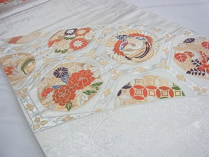 平和屋着物◎六通柄袋帯 唐織 鳳凰花丸文 金銀糸 逸品 BAAF9272du