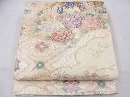 平和屋着物◎佐賀錦 六通柄袋帯 地紙鳳凰花文 金銀糸 逸品 BAAF3899fk