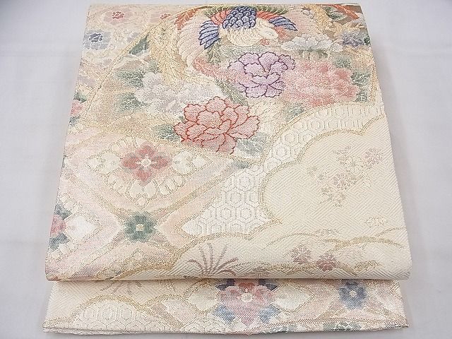 平和屋着物◎佐賀錦 六通柄袋帯 地紙鳳凰花文 金銀糸 逸品 BAAF3899fk