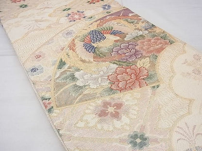平和屋着物◎佐賀錦 六通柄袋帯 地紙鳳凰花文 金銀糸 逸品 BAAF3899fk