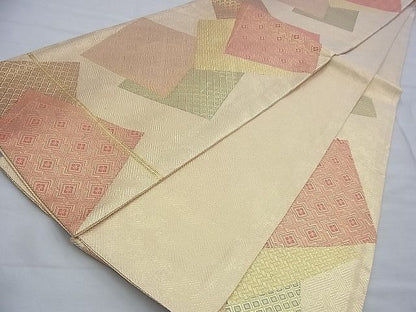平和屋着物◎佐賀錦 六通柄袋帯 色紙重ね文 金糸 逸品 BAAF9284du