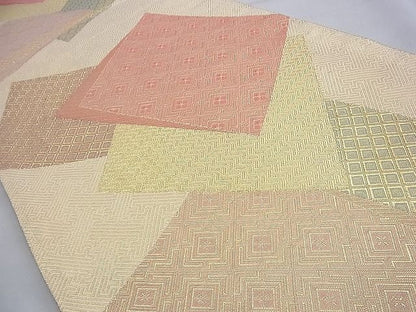 平和屋着物◎佐賀錦 六通柄袋帯 色紙重ね文 金糸 逸品 BAAF9284du