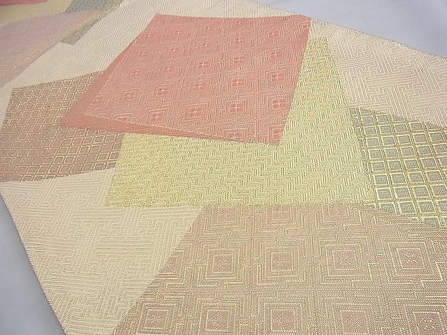 平和屋着物◎佐賀錦 六通柄袋帯 色紙重ね文 金糸 逸品 BAAF9284du