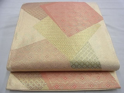 平和屋着物◎佐賀錦 六通柄袋帯 色紙重ね文 金糸 逸品 BAAF9284du
