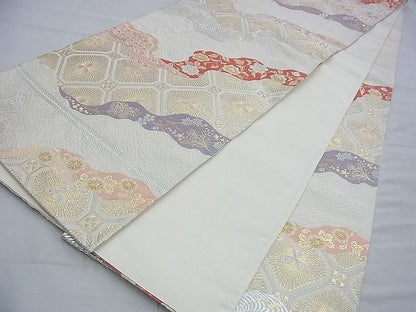 平和屋着物◎六通柄袋帯 唐織 道長吉祥文 金糸 逸品 BAAF9293du
