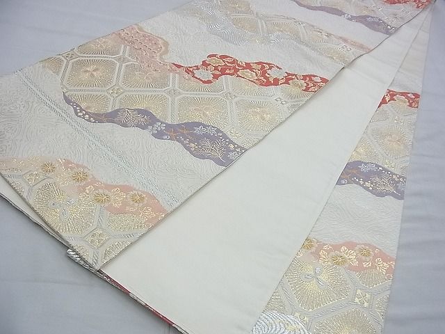 平和屋着物◎六通柄袋帯 唐織 道長吉祥文 金糸 逸品 BAAF9293du