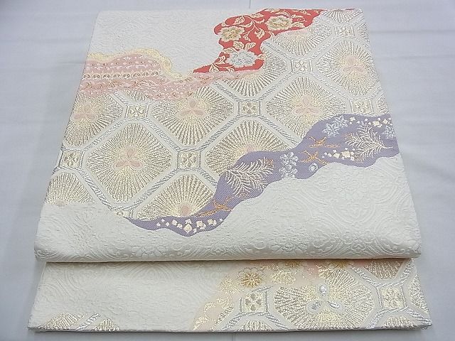 平和屋着物◎六通柄袋帯 唐織 道長吉祥文 金糸 逸品 BAAF9293du